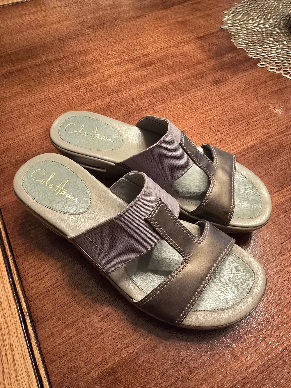 Cole Haan Bronze Leather Slide Sandals